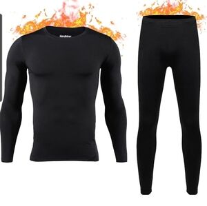 Men's Black Thermal Underwear Set XXL